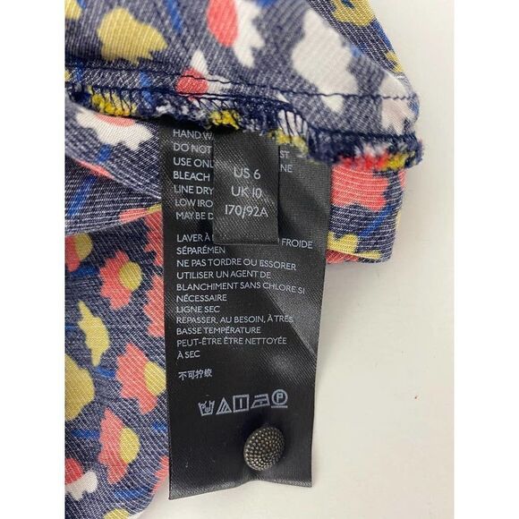 Cottagecore Maeve Floral Print Dress Blue Orange Yellow Puff Sleeve Twee Size 6 - Picture 8 of 11